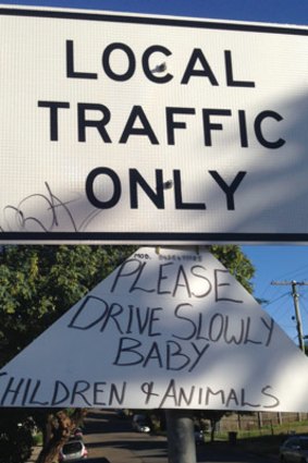 Sign of the times: Milton resident Chris McKenna wants drivers to slow down in his street to avoid scaring or hitting baby animals.