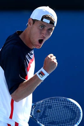 Fist pump ... Australia's Matthew Ebden pushed his opponent all the way.