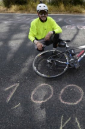 Dr Michael Davey at the 1000 kilometre mark at Pottsville, on the NSW north coast.