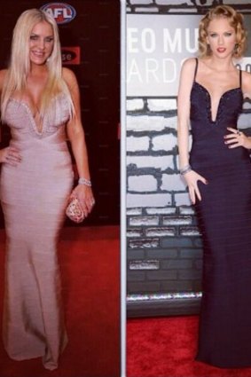 Brynne and Taylor Swift both in Herve Leger.