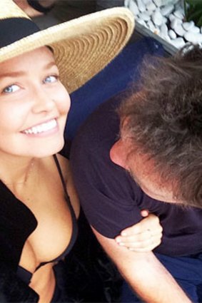 The photo with Lara Bingle that appeared on Sam Worthington's Instagram account.