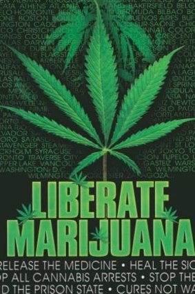 A liberate marijuana poster.