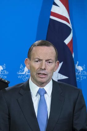Prime Minister Tony Abbott speaks to the media during a press conference on Friday. Photo by Luis Ascui/Fairfax Media via Getty Images