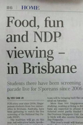 Brisbane makes Singapore's The Straits Times newspaper.