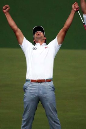 Moment of truth. Adam Scott claims victory.