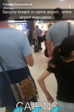 One passenger detailed the evacuation of Cairns Airport through Snapchat.