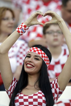 A Croatia's fan cheers prior the group D match between Croatia and Nigeria.
