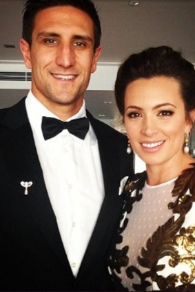 Dockers captain Matthew Pavlich, celebrating the Brownlow in Perth tonight.