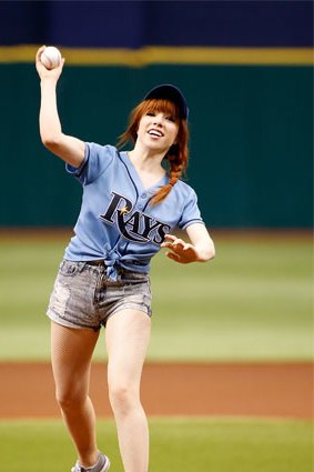 Singer Carly Rae Jepsen throws out the ceremonial first pitch.