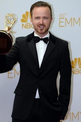 Aaron Paul with his Emmy.