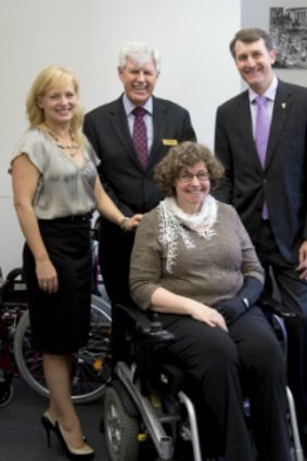 Brisbane Lifestyle Chairman Krista Adams, Spinal Injuries Association Community Development General Manager, John Mayo, Lord Mayor Graham Quirk, and Wendy Lovelace.