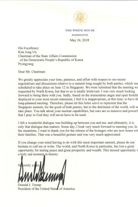 The letter from Trump to Kim.
