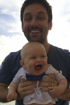 John O'Brien and his baby boy, Jude, who is missing in the Rozelle explosion.