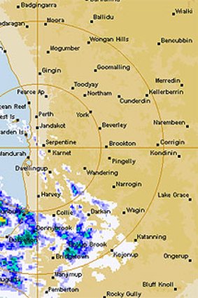 A screen cap of the Perth rain radar around 3pm.