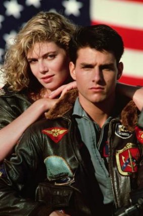 Kelly McGillis and Tom Cruise in <i>Top Gun</i>.