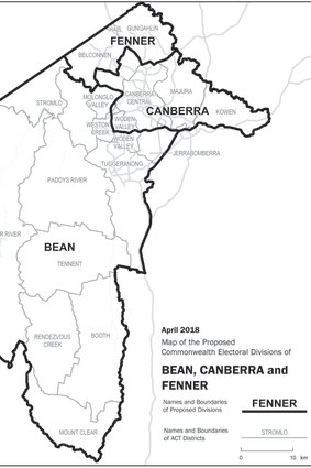 The new proposed federal electorates for the ACT.