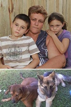 Tania Bell with her grandchildren Adam and Ammy, pet dog Tara, bottom right.