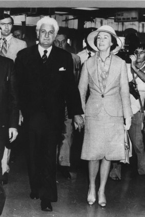 Sir John Kerr and wife Lady Kerr at Sydney Airport in 1978.