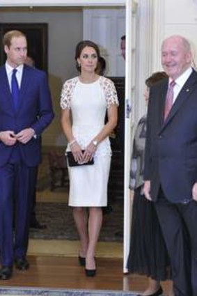 Catherine, Duchess of Cambridge and Prince William, Duke
 of Cambridge, attend a reception given by the Governor-General and
 Lady Cosgrove at Government House.