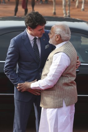 Indian Prime Minister Narendra Modi with Canadian Prime Minister Justin Trudeau.