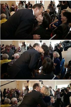 Opposition leader Tony Abbott at the Manly Women's Shelter in Sydney on Thursday.