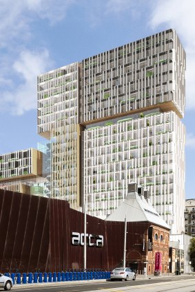 Artists impression of earlier plans for the Hayball development at 135 Sturt Street, next to ACCA and the Malthouse Theatre.