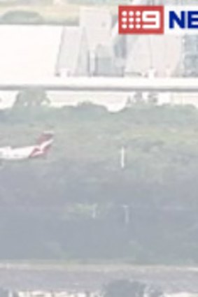 This QantasLink Dash-8 was forced to land in Brisbane on Wednesday afternoon.