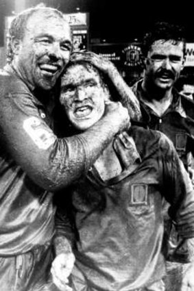Origin flashback 1987: "King" Wally Lewis with his heir apparent Allan Langer after victory in Alfie's debut series.