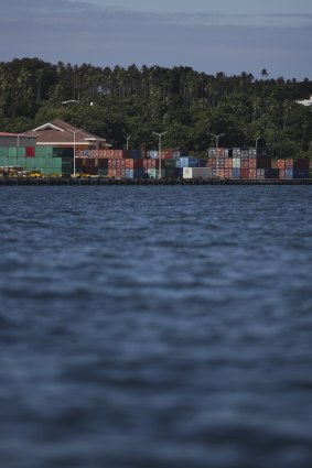 The new wharf in Luganville, viewed from the harbour.