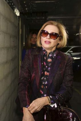 Gai Waterhouse arrives at the NSW Racing headquarters in Sydney.