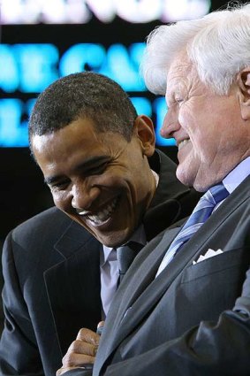 Democrat doyens . . . Barack Obama with the late Edward Kennedy in 2008.