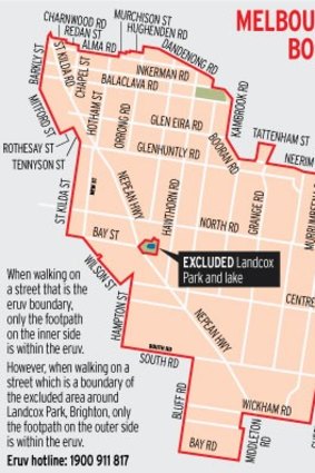 Map of Melbourne eruv boudaries.