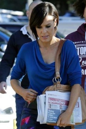 Natarsha Belling appeared upset as she left the show's Manly studios yesterday.