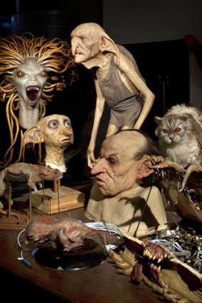 Masks and characters displayed at The Making of Harry Potter studio tour.