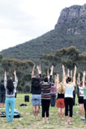 Flexy time ... participants reach for the sky.