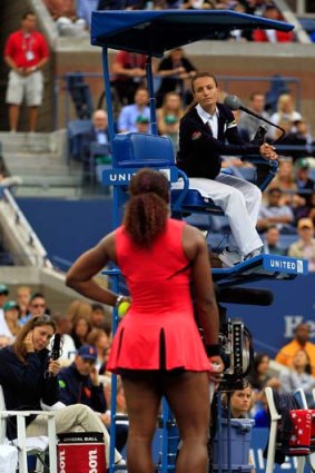 Outburst ... Serena Williams disputes a call during the 2011 US Open final against Sam Stosur.