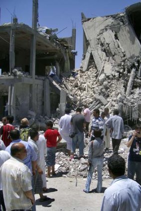 Devastation... the scene of the bombing in Tripoli.