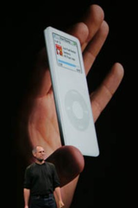 Apple CEO Steve Jobs  introduces the new iPod Nano  in San Francisco, Wednesday, Sept. 7, 2005.