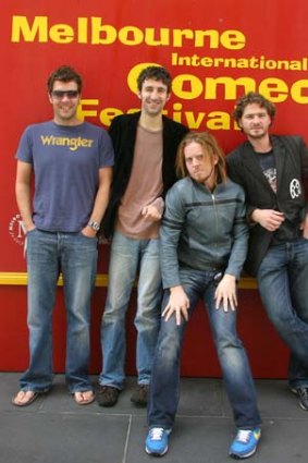 Early laughs: Tim Minchin with fellow comics (from left) Rhod Gilbert, Mark Watson and Charlie Pickering.