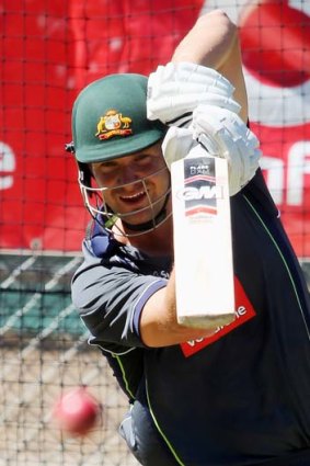 Shane Watson in the nets at the Adelaide Oval.