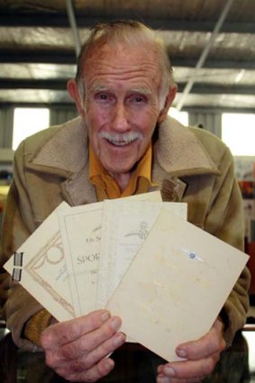 Animated &#8230; Monty Wedd with RAAF memorabilia from his museum.