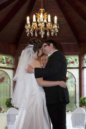 The money shot ... Jarrad and Sheree Mitchell on their wedding day.