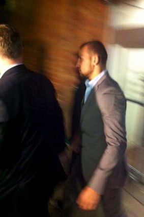 Blake Ferguson leaves Waverley police station on Monday night.