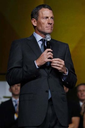 Not saying much ... Armstrong at the Livestrong celebration.