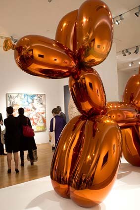 Jeff Koons' "Balloon Dog (Orange)" at Christie's in New York.