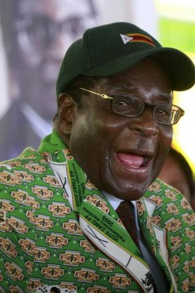 Robert Mugabe at a party meeting, 2010.