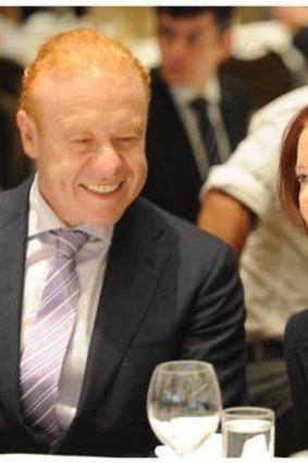 Prime Minister Julia Gillard and Anthony Pratt at an Australia-Israel Chamber of Commerce event.