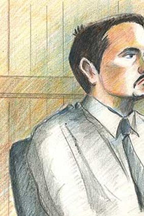 An artist's sketch of Nathan Lee Smith in the County Court.