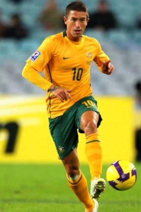 Harry Kewell in action for the Socceroos during the 2010 FIFA World Cup Asian qualifying match against Bahrain in 2009.