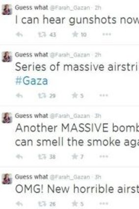 Tweets from a resident of Gaza. 